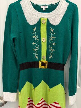 Elf Sweater Dress w/Jingle Bells!